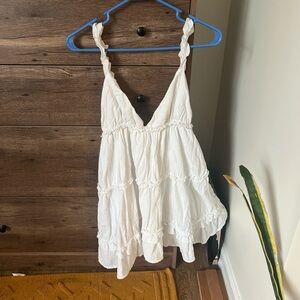 White Sleeveless Dress with Knotted Straps